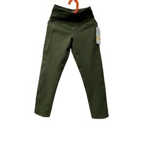 NWT ZELLA GIRL Size/XXS Yoga + Studio Kids' Live In Crop Leggings Pockets Green